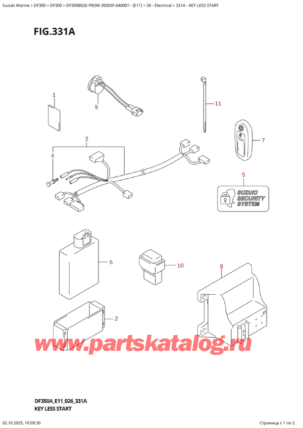 ������ ��������, �� �������� �����, Suzuki DF300BT X / XX FROM 30003F-640001~ (E11 026) ������ 2026 ����, Key  Less  Start
