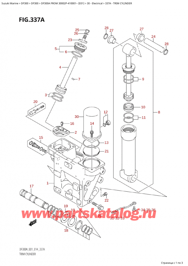 ������ ������������ ��������, �� �����, SUZUKI Suzuki DF300AP X / XX FROM 30002P-410001~  (E01) - 2014 ������ 2014 ����, Trim Cylinder