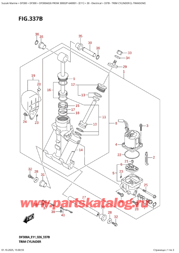 ������ ������������ ��������, �� ��������� ���������, SUZUKI DF300AT X / XX FROM 30002P-640001~ (E11 026), Trim  Cylinder  (LTransom)