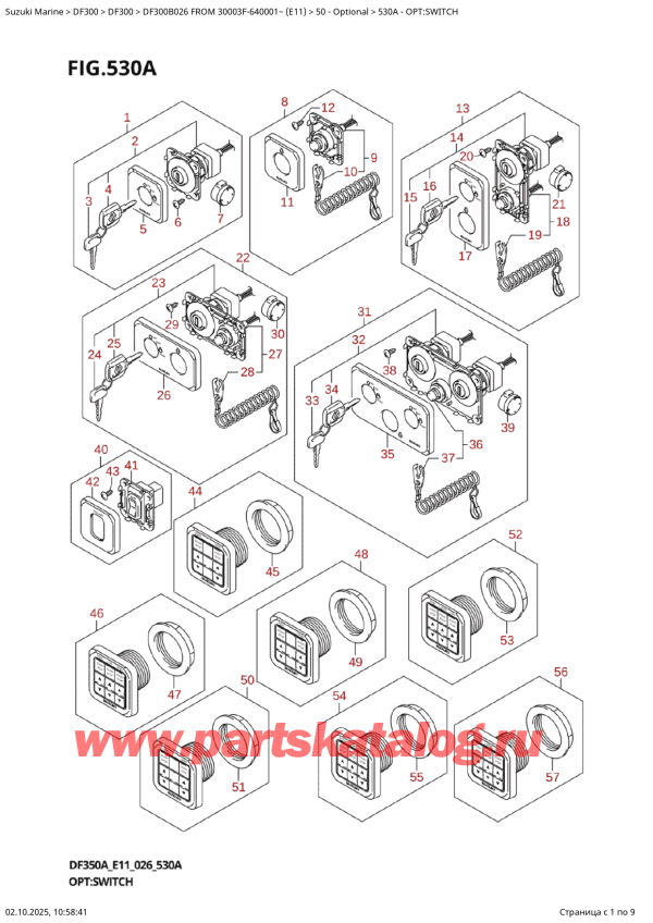 ����� ��������, �� ��������� �������� �����, Suzuki DF300BT X / XX FROM 30003F-640001~ (E11 026) ������ 2026 ����, �����: ������������� / Opt:switch