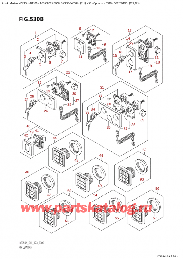  ,   , Suzuki Suzuki DF300B X / XX FROM 30003F-340001~  (E11) - 2023, Opt:switch (022,023) / :  (022, 023)