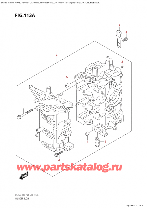 ��������, �� �������� �����, Suzuki Suzuki DF30A S / L FROM 03003F-810001~  (P40) - 2018 ������ 2018 ����, Cylinder Block / ���� ��������