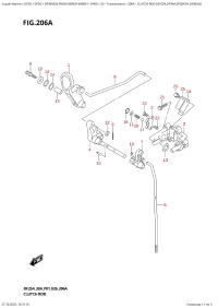 206A  -  Clutch  Rod  (Df25A,Df30A,Df30Ath,Df30Aq) (206A -   (Df25A, Df30A, Df30Ath, Df30Aq))
