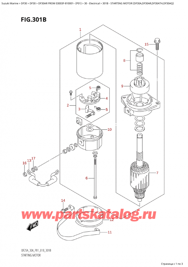 ������������ ��������, �� ��������� �����, SUZUKI Suzuki DF30AR S / L FROM 03003F-810001~  (P01) - 2018, ��������� ��������������� (Df30A, Df30Ar, Df30Ath, Df30Aq)
