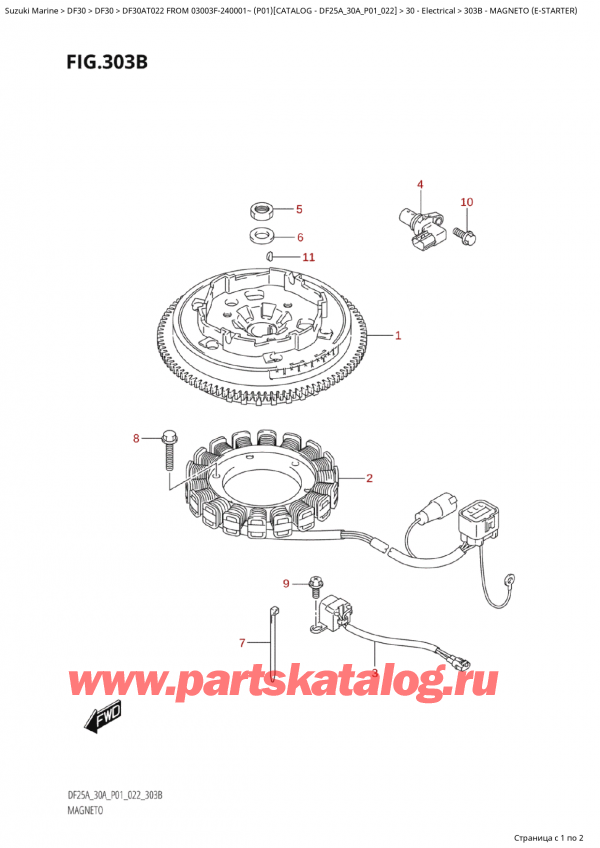 ,   , Suzuki Suzuki DF30A TS / TL FROM 03003F-240001~  (P01) - 2022  2022 , Magneto  (EStarter)