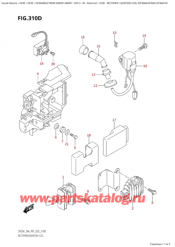  ,   , SUZUKI Suzuki DF30A RS / RL FROM 03003F-340001~  (P01) - 2023  2023 , Rectifier /  Ignition Coil (Df30Ar,Df30At,Df30Ath)