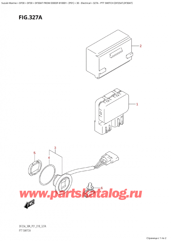   ,   , SUZUKI Suzuki DF30A TS / TL FROM 03003F-810001~  (P01) - 2018  2018 , Ptt Switch (Df25At,Df30At)