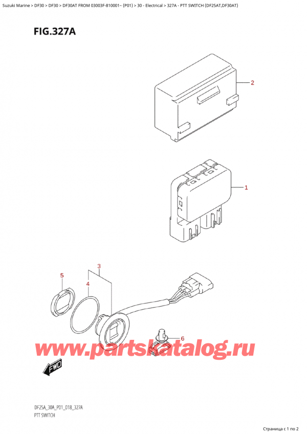  ,   , Suzuki Suzuki DF30A TS / TL FROM 03003F-810001~  (P01) - 2018  2018 , Ptt Switch (Df25At,Df30At)