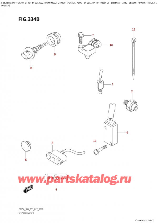 ,   , Suzuki Suzuki DF30A RS / RL FROM 03003F-240001~  (P01) - 2022, Sensor / Switch  (Df25Ar,