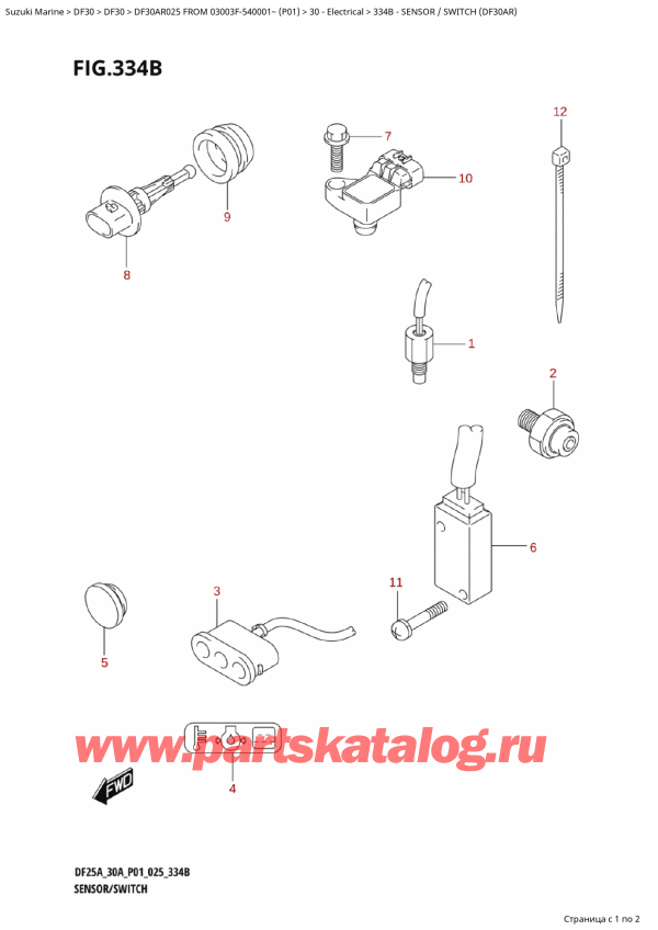  ,    , Suzuki DF30AR S-L FROM 03003F-540001~ (P01 025), Sensor / Switch (Df30Ar)