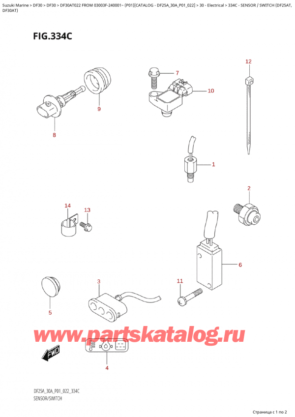 ,   , Suzuki Suzuki DF30A TS / TL FROM 03003F-240001~  (P01) - 2022  2022 , Sensor / Switch  (Df25At,