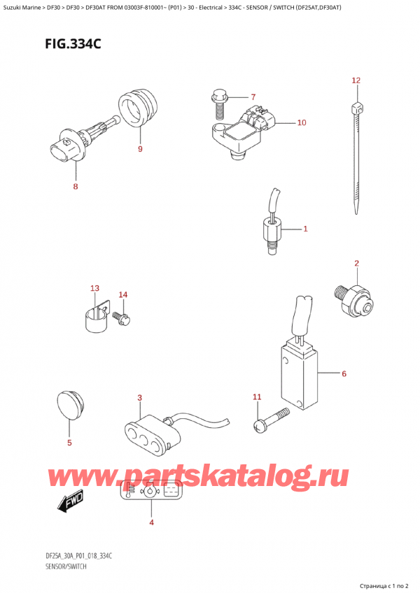 ,   , Suzuki Suzuki DF30A TS / TL FROM 03003F-810001~  (P01) - 2018  2018 , Sensor / Switch (Df25At,Df30At) -    (Df25At, Df30At)