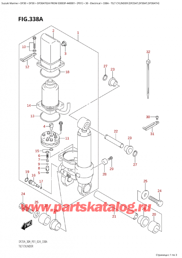  ,    , Suzuki Suzuki DF30A TS / TL FROM 03003F-440001~  (P01 024),   (Df25At, Df30At, Df30Ath) / Tilt Cylinder  (Df25At,Df30At,Df30Ath)