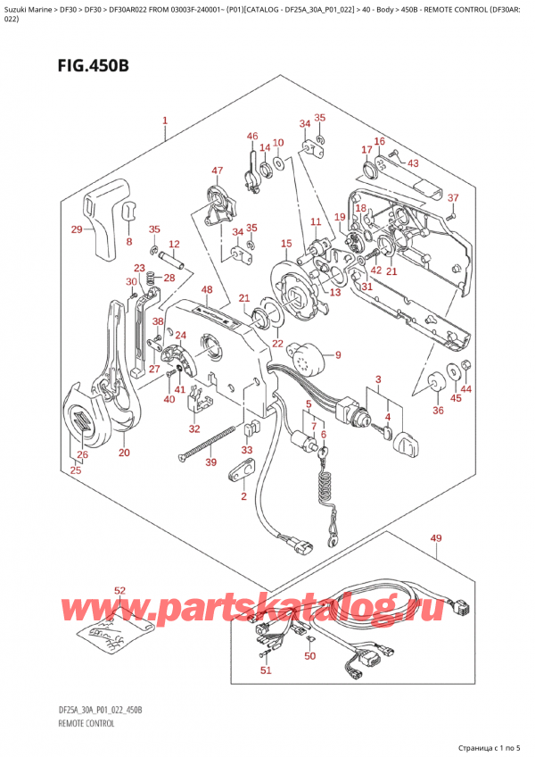  ,   ,  Suzuki DF30A RS / RL FROM 03003F-240001~  (P01) - 2022, Remote  Control  (Df30Ar:022)