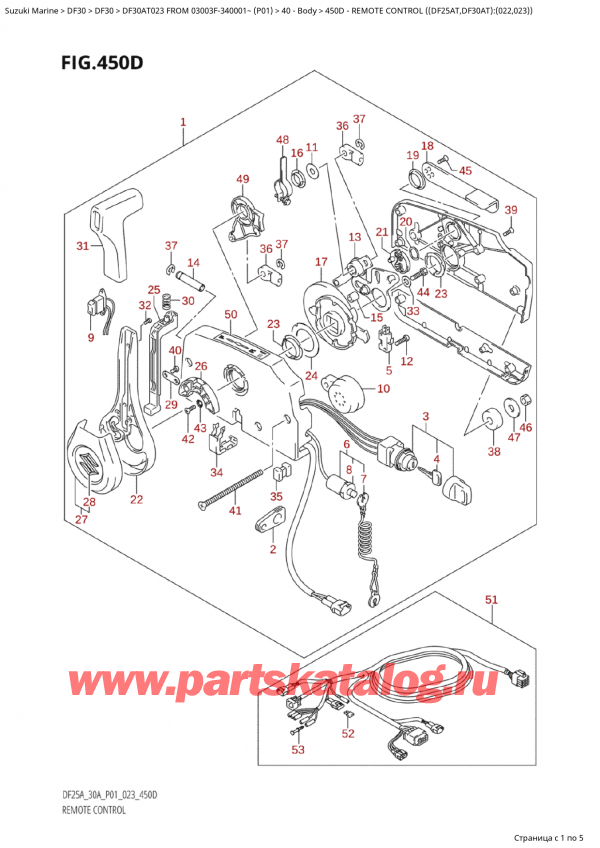  ,   , Suzuki Suzuki DF30A TS / TL FROM 03003F-340001~  (P01) - 2023,   ( (Df25At, Df30At) : (022, 023) ) / Remote Control  ((Df25At,Df30At):(022,023))