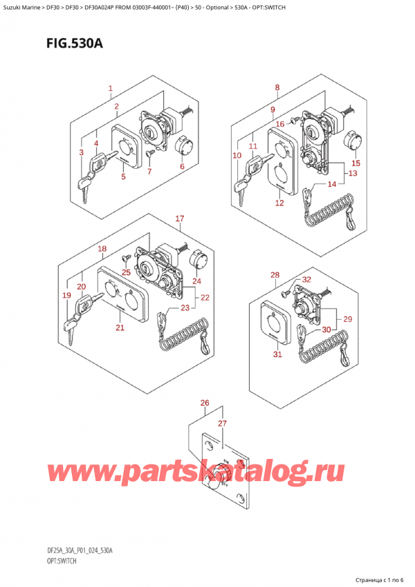 ��������, �� �������� �����, SUZUKI Suzuki DF30A S / L FROM 03003F-440001~  (P40 024), Opt:switch