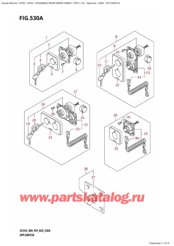   ,   , Suzuki DF30AR S-L FROM 03003F-540001~ (P01 025)  2025 , Opt:switch - : 