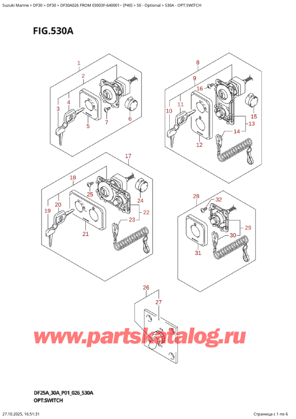  ,   , SUZUKI DF30A S / L FROM 03003F-640001~ (P40 026), Opt:switch / : 