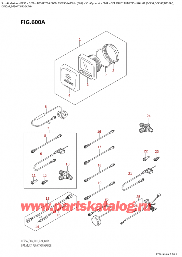  ,  , SUZUKI Suzuki DF30A TS / TL FROM 03003F-440001~  (P01 024), Opt:multi  Function  Gauge  (Df25A,Df25At,Df30Aq,