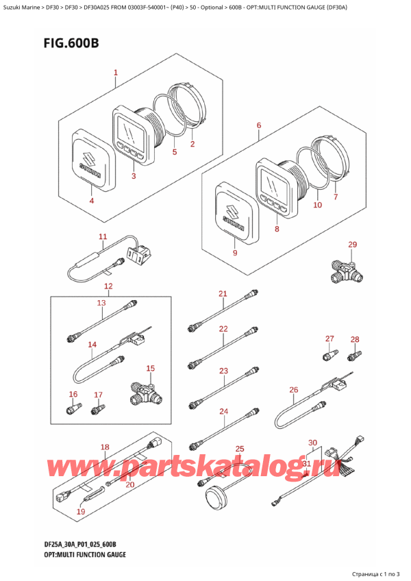  ,    , Suzuki DF30A TS-TL FROM 03003F-540001~ (P40 025)  2025 , Opt:multi Function Gauge (Df30A)
