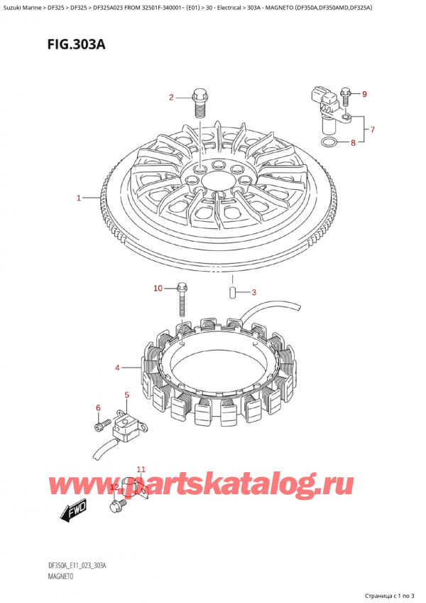  ,   , Suzuki Suzuki DF325AP X / XX FROM 32501F-340001~  (E01) - 2023  2023 , Magneto (Df350A,Df350Amd,Df325A)
