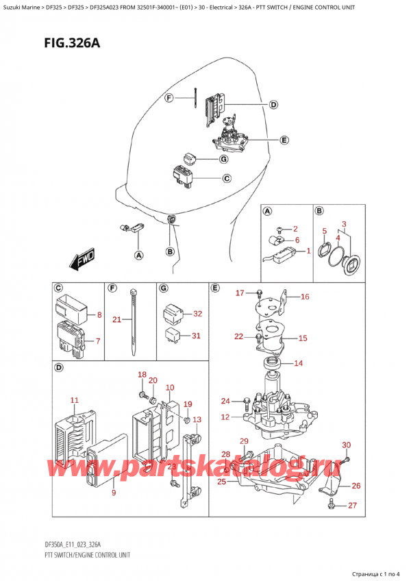  ,    , SUZUKI Suzuki DF325AP X / XX FROM 32501F-340001~  (E01) - 2023,   /    / Ptt  Switch  /  Engine Control Unit