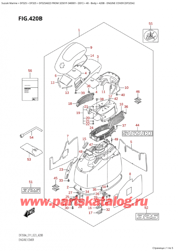  ,   , Suzuki Suzuki DF325AP X / XX FROM 32501F-340001~  (E01) - 2023, Engine Cover (Df325A) /   () (Df325A)