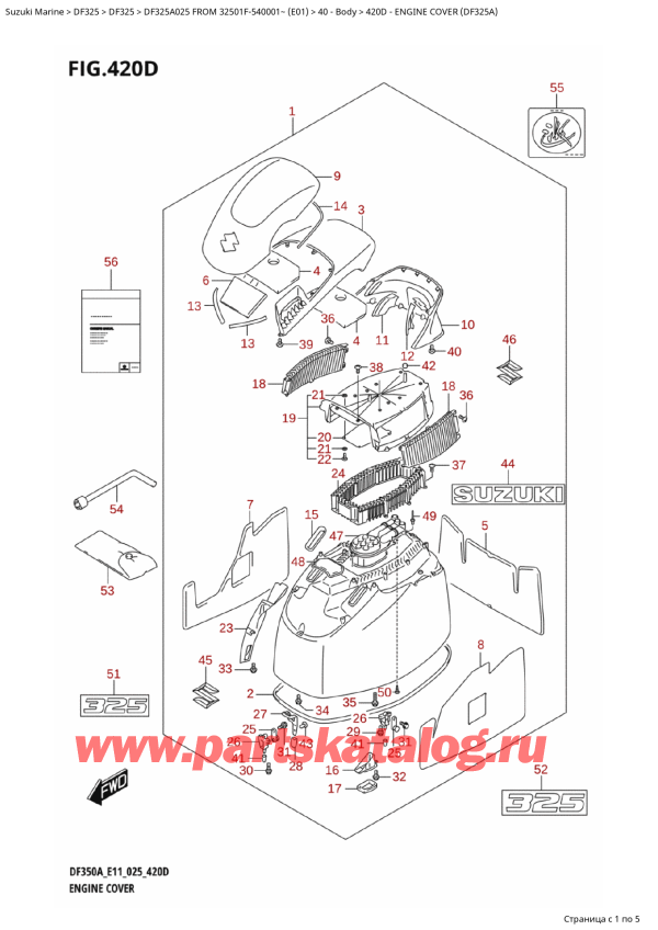  ,    , Suzuki DF325AT X / XX FROM 32501F-540001~ (E01 025),   () (Df325A)