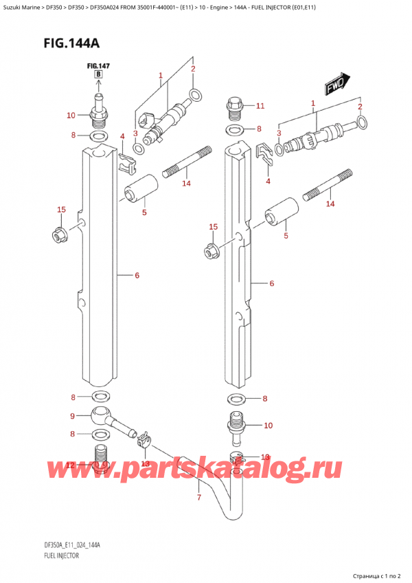  ,  ,  Suzuki DF350A TX / TXX FROM 35001F-440001~  (E11 024), Fuel Injector (E01,E11) /   (E01, E11)