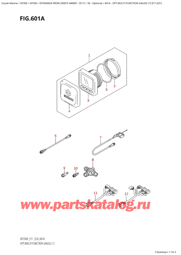  ,  , Suzuki Suzuki DF350A TX / TXX FROM 35001F-440001~  (E11 024), Opt:multi  Function  Gauge  (1)  (E11,E01) / : multi Function Gauge (1) (E11, E01)