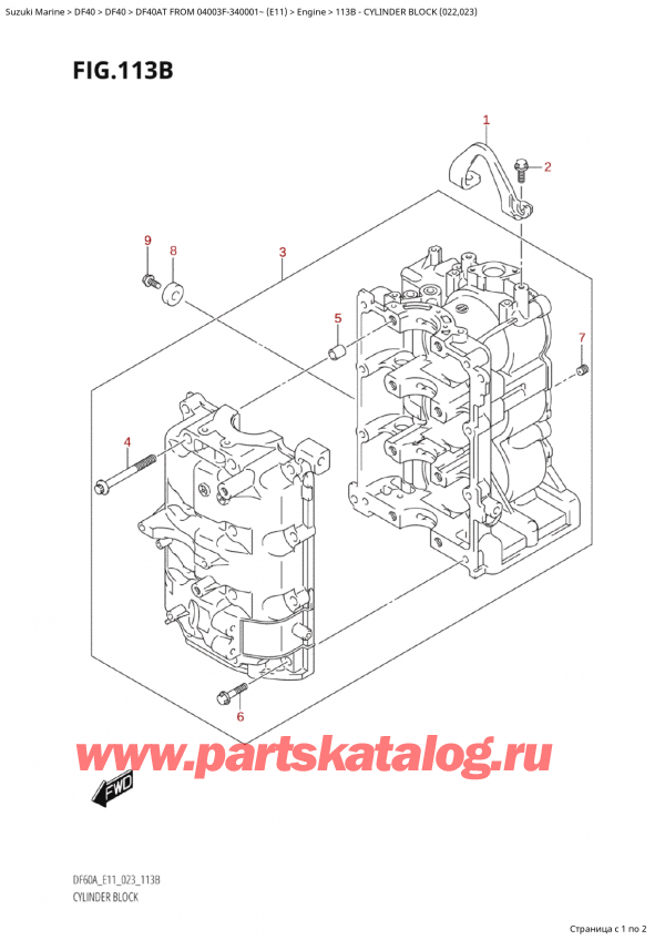  ,   , Suzuki Suzuki DF40A TS / TL FROM 04003F-340001~ (E11) - 2023  2023 ,   (022, 023) - Cylinder Block (022,023)