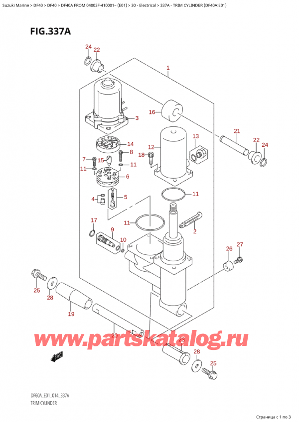 ,  ,  Suzuki DF40A TS / TL FROM 04003F-410001~  (E01) - 2014  2014 , Trim Cylinder (Df40A:e01) -   (Df40A: e01)
