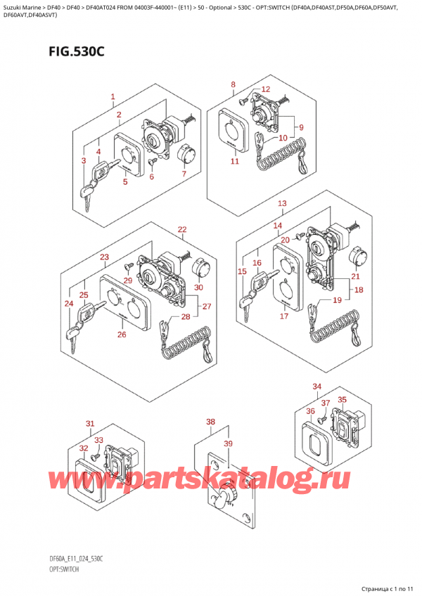   ,   , Suzuki Suzuki DF40A TS / TL FROM 04003F-440001~  (E11 024), :  (Df40A, Df40Ast, Df50A, Df60A, Df50Avt,