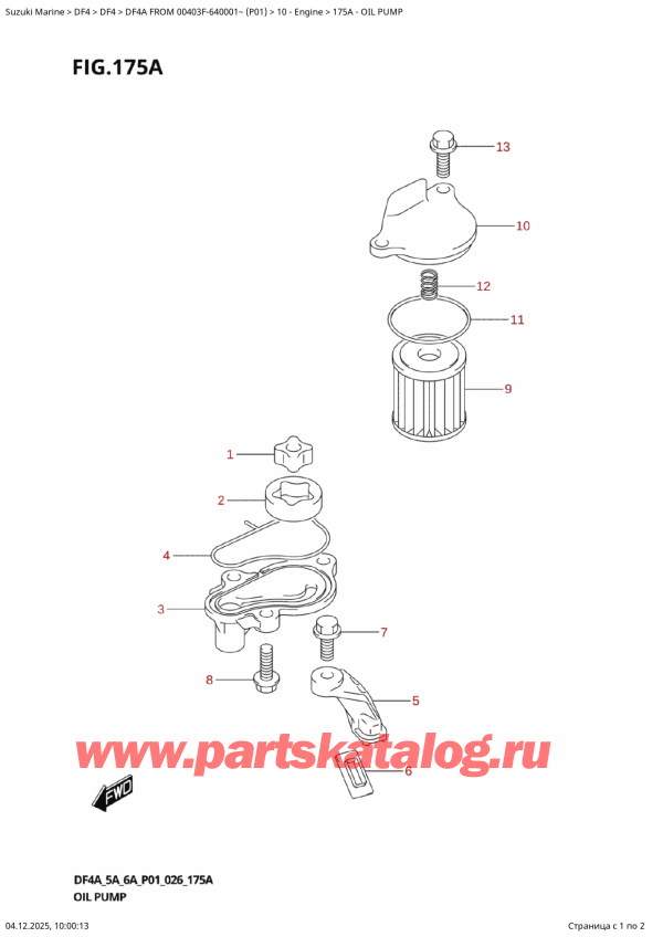 ��������� ��������, �� ��������� �����, Suzuki Suzuki DF4A S / L FROM 00403F-640001~ (P01 026)    ������ 2026 ����, Oil  Pump - �������� �����