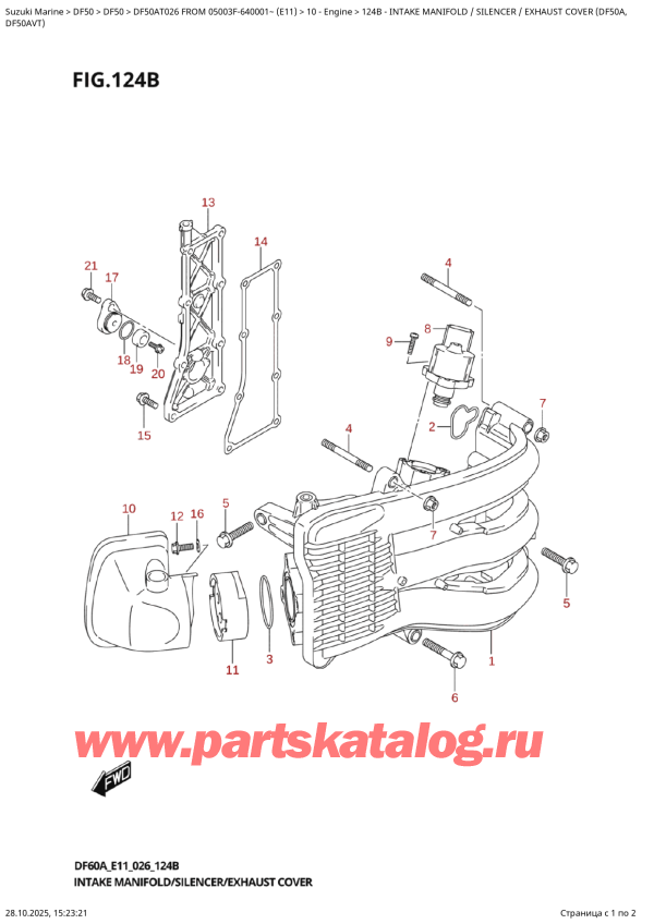  ,   , Suzuki DF50A TS / TL FROM 05003F-640001~ (E11 026)  2026 , Intake  Manifold  /  Silencer  /  Exhaust Cover (Df50A,