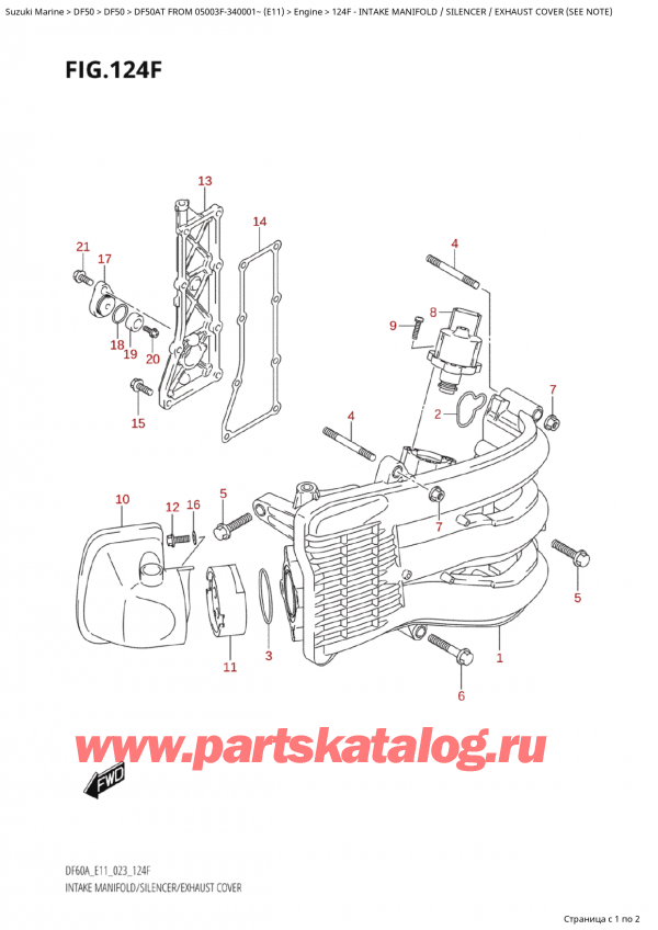  ,    , Suzuki Suzuki DF50A TS / TL FROM 05003F-340001~ (E11) - 2023,   /  /    (See Note) - Intake Manifold / Silencer / Exhaust  Cover (See Note)