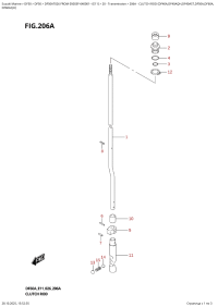206A  -  Clutch  Rod  (Df40A,Df40Aqh,Df40Ast,Df50A,Df60A, (206A -   (Df40A, Df40Aqh, Df40Ast, Df50A, Df60A,)