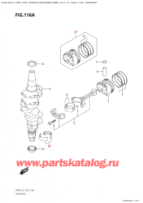  ,   , Suzuki Suzuki DF60A TS / TL FROM 06002F-440001~  (E11 024)  2024 , Crankshaft / 