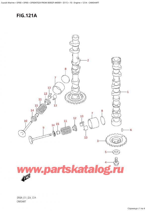   ,    , Suzuki Suzuki DF60A TS / TL FROM 06002F-440001~  (E11 024)  2024 , Camshaft