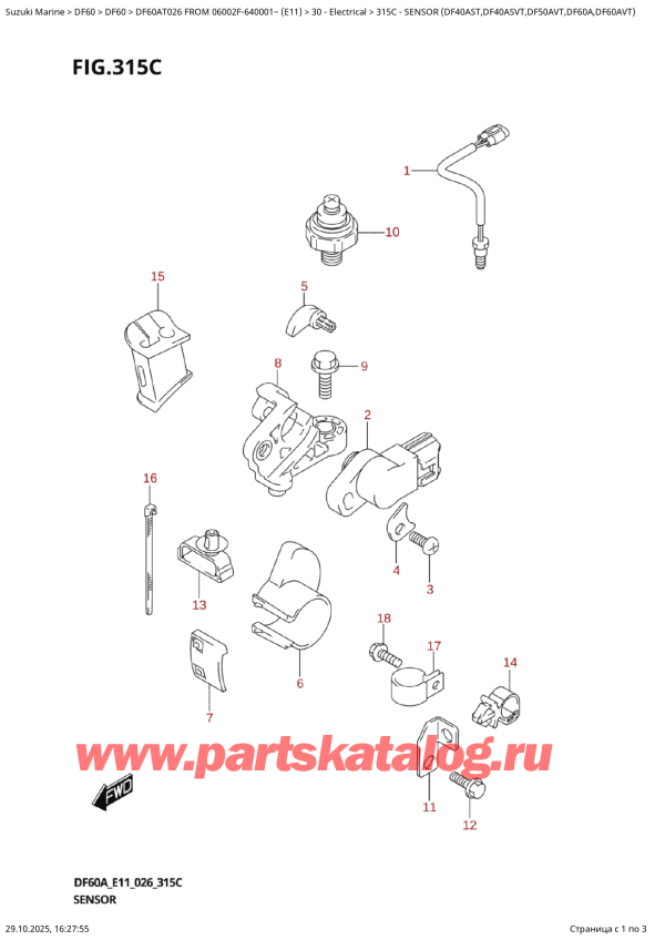  ,   , SUZUKI DF60A TS / TL FROM 06002F-640001~ (E11  026), Sensor  (Df40Ast,Df40Asvt,Df50Avt,Df60A,Df60Avt)
