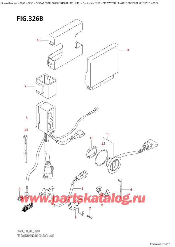 ,  , Suzuki Suzuki DF60A TS / TL FROM 06002F-340001~ (E11) - 2023, Ptt Switch / Engine Control  Unit  (See Note)