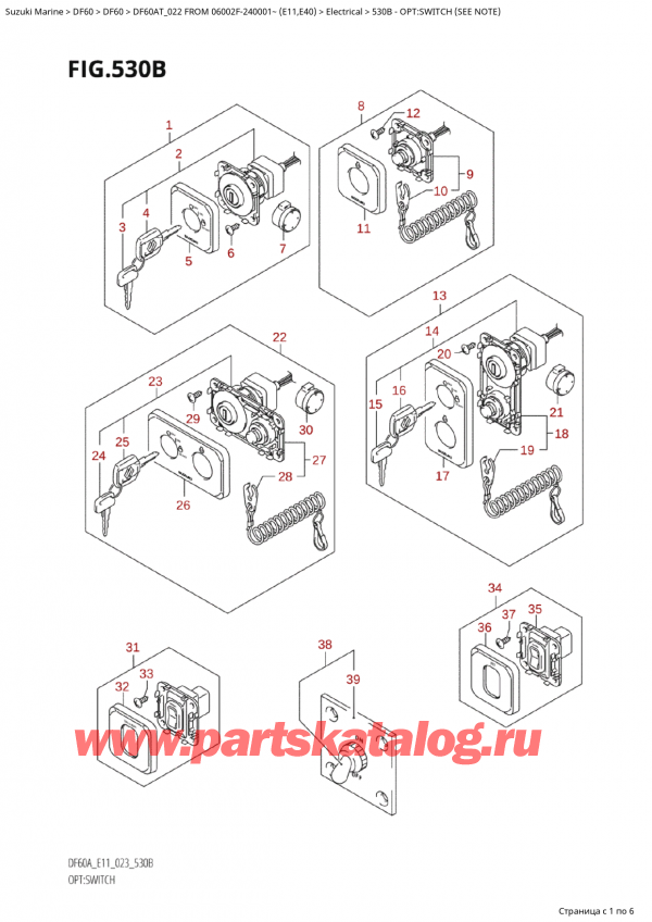  ,   ,  Suzuki DF60A TS / TL FROM 06002F-240001~  (E11) - 2022  2022 , :  (See Note) / Opt:switch (See Note)