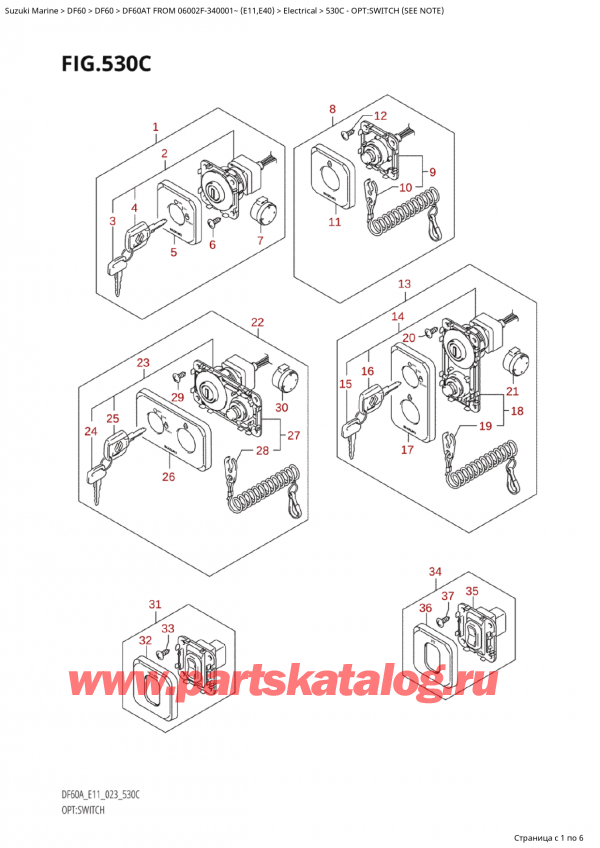 ,   , Suzuki Suzuki DF60A TS / TL FROM 06002F-340001~ (E11) - 2023, Opt:switch (See Note)