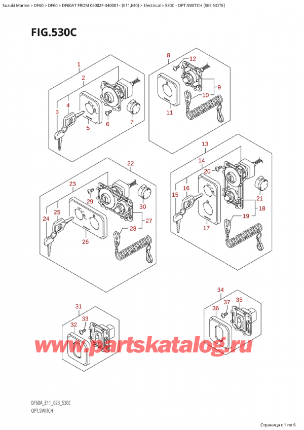  ,   , Suzuki Suzuki DF60A TS / TL FROM 06002F-340001~ (E11) - 2023, Opt:switch (See Note)