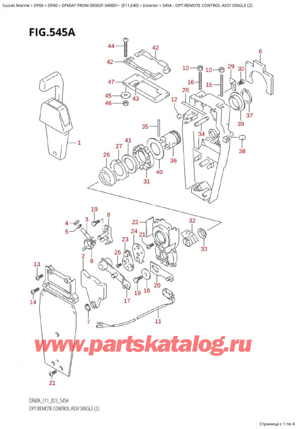  ,   , Suzuki Suzuki DF60A TS / TL FROM 06002F-340001~ (E11) - 2023, Opt:remote Control Assy Single (2)