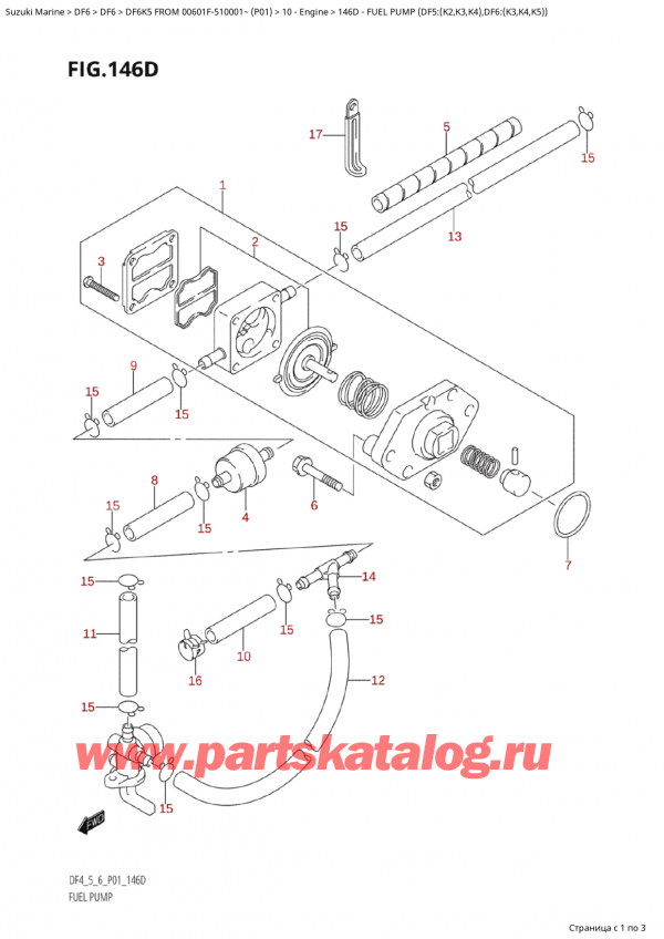������ ��������, �� ��������� ���������, SUZUKI Suzuki DF6 K5 FROM 00601F-510001~ (P01), Fuel Pump (Df5:(K2,K3,K4),Df6:(K3,K4,K5))