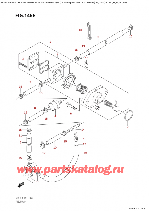   ,   , Suzuki Suzuki DF6K6 FROM 00601F-680001~ (P01) - 2006, Fuel Pump ((Df5,Df6):(K5,K6,K7,K8,K9,K10,011))