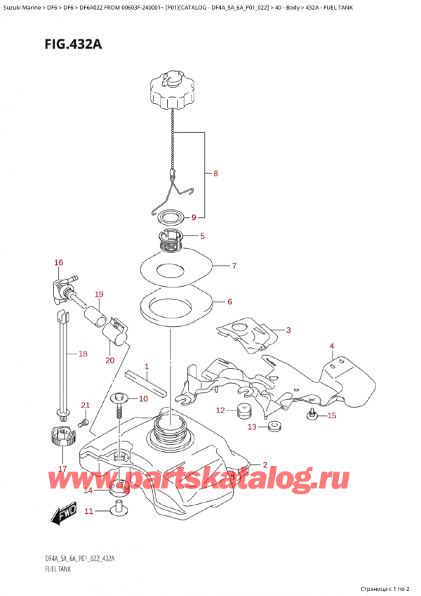  ,   , Suzuki Suzuki DF6A S /L FROM 00603F-240001~  (P01) - 022, Fuel Tank