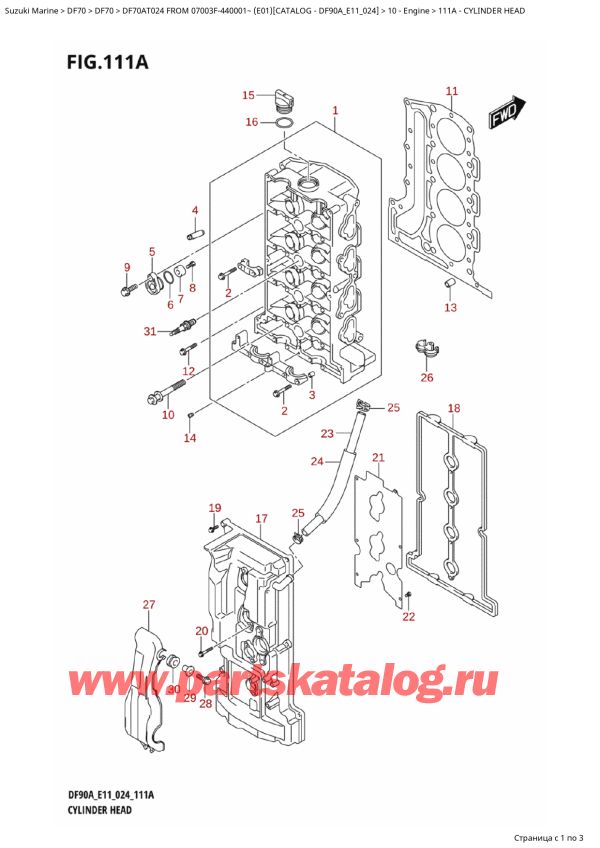  ,   , Suzuki DF70A TL / TX FROM 07003F-440001~ (E01 024), Cylinder  Head /   
