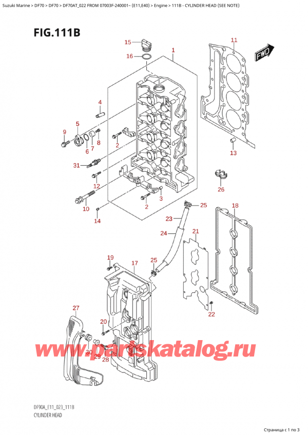  ,   , Suzuki Suzuki DF70A TS / TL FROM 07003F-240001~  (E11) - 2022, Cylinder Head (See Note) -    (See Note)